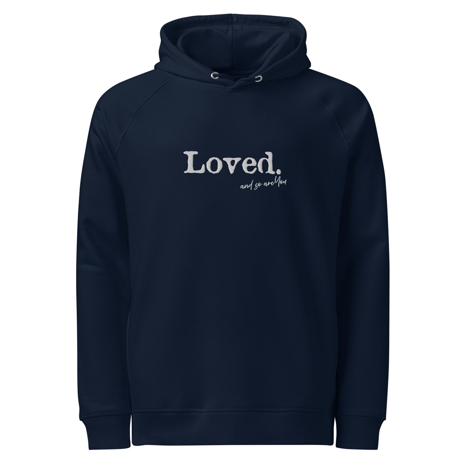 unisex-organic-side-pocket-hoodie-french-navy-front-68d0da5a98fe7 loved-french-navy-hoodie-ghost