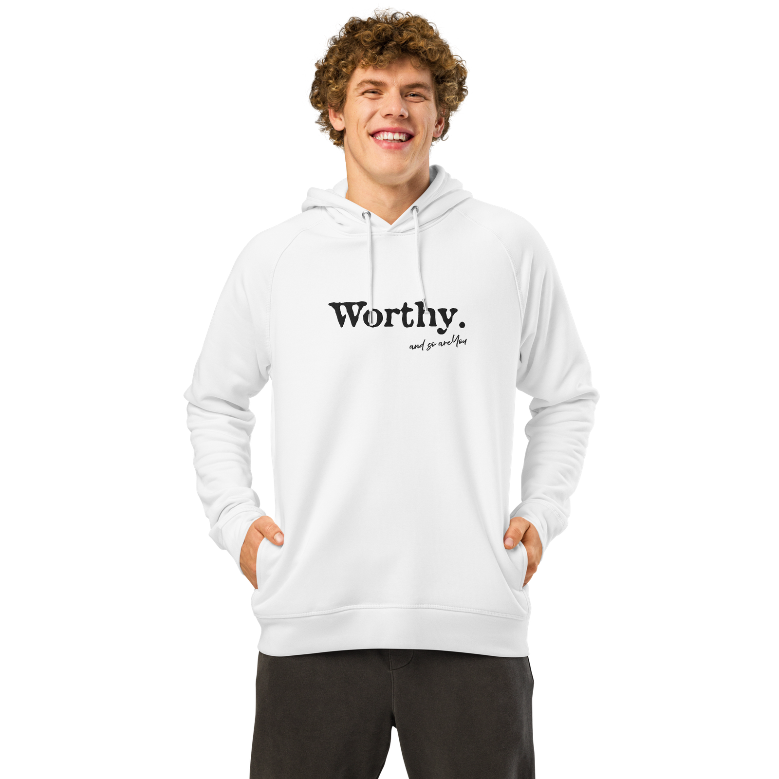 unisex-organic-side-pocket-hoodie-white-front-68b7c7f3e1d38 worthy-white-hoodie-unixsex